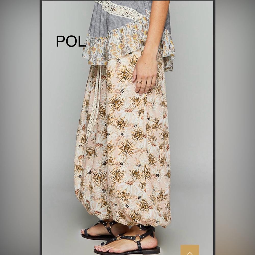 BP206-2🤎🤍POL playtime tan+cream harem type pants designed4on-trend boho style - Picture 4 of 6